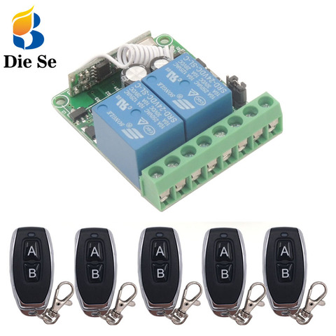 433 MHz Remote Control Switch DC 12V 10A 2 Gang rf Relay Receiver and Transmitter for Current Positive and Negative control ► Photo 1/6