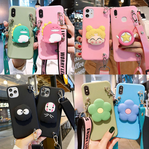 Dinosaur Flower 3D Silicone Stand Holder Phone Case for Huawei Y9 Prime 2022 Y5 Y7 Y6 2022 Y9S Y5P Y6P Y7P Y8P Nova 7i 6 SE 5T 3 ► Photo 1/6