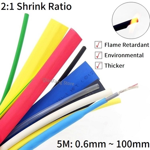 5M Heat Shrink Tube 1 ~ 50mm Diameter Insulated Polyolefin 2:1 Shrinkage Ratio Wire Wrap Connector Line Repair 1KV Cable Sleeve ► Photo 1/6