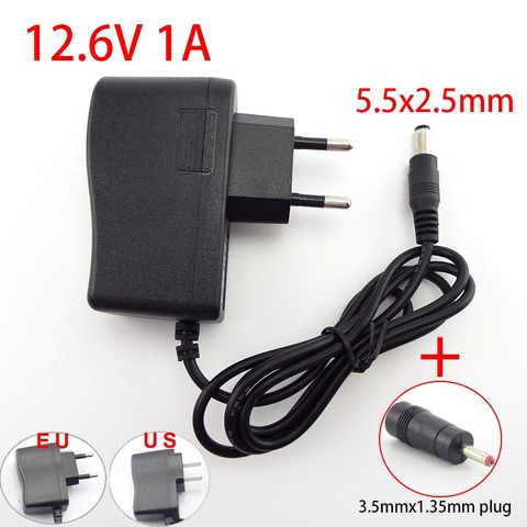 100-240V AC DC 12.6V 1A 1000MA Adapter Power Supply 5.5x2.5mm 3.5MM 12.6 V Volt AC Charger Adaptor Plug For 18650 Li-ion Battery ► Photo 1/6