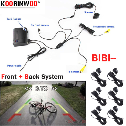 Koorinwoo Dual Core CPU Car Parking Sensor Radar Video 2 Front 4 Reverse Sensors Alert Probe Buzzer 12V Parktronic For Radio DVD ► Photo 1/5