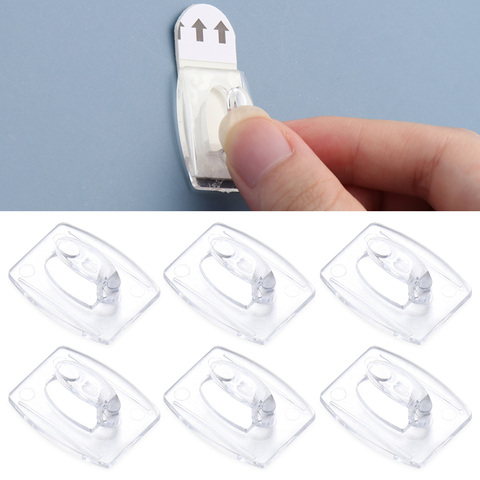 6/20PCS Strong No Drill Transparent Hook For Kitchen Livingroom Wall Removable Hook Rack Cable Clamp Tools 1Kg Load-Bearing ► Photo 1/6