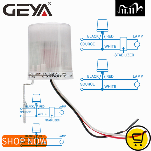 GEYA Photoelectric Light Control Switch 10A 16A 20A 30A 220V Light Sensor Photo Sensor Operated Auto Photocell ► Photo 1/6
