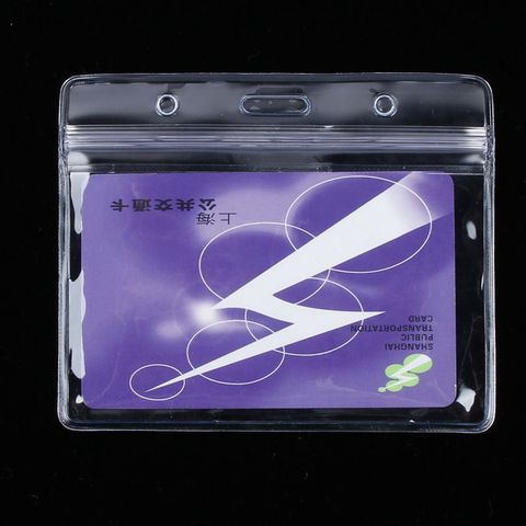 Lot of 10 Horizontal Transparent Vinyl Plastic ID Card Badge Holder With Zipper ► Photo 1/5