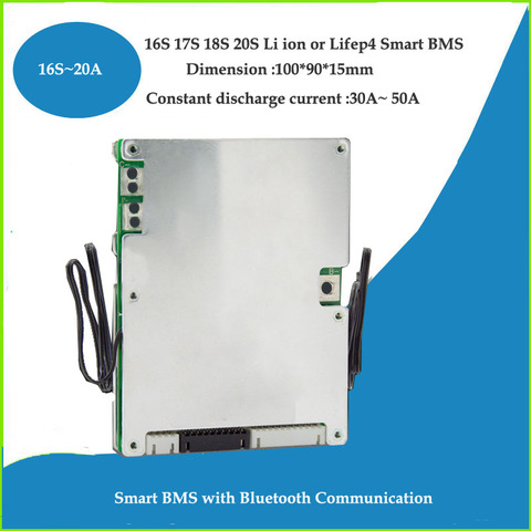  20S 60V Lifepo4 Smart BMS or 72V Li ion Battery PCB with UART communication and APP Monitoring Function with 30A or 50A  ► Photo 1/1