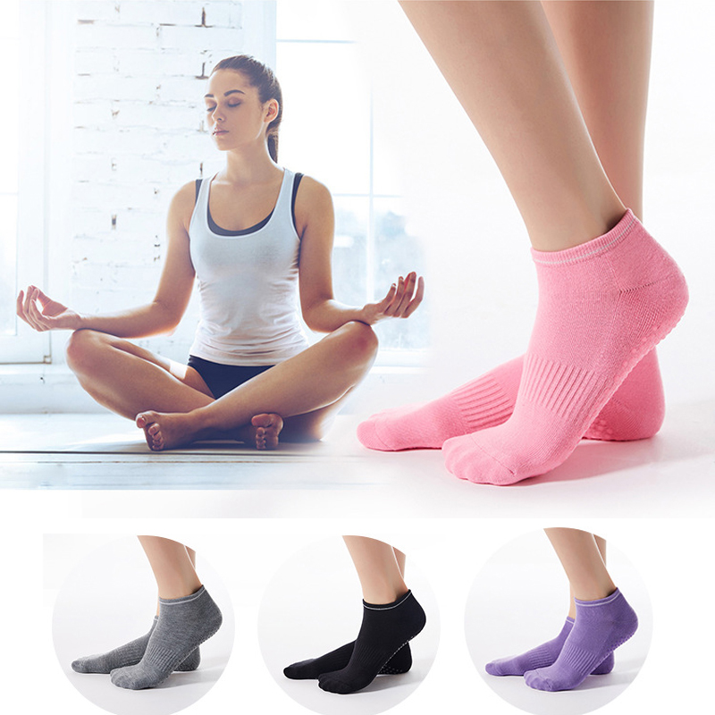 Women Men Yoga Pilates Ballet Exercise Grips Cotton Socks  Non Slip Skid 