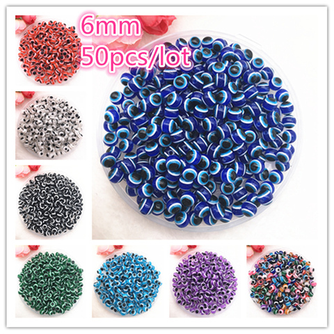 New Jewelry Resin Spacer Beads Ball Mixed Evil Eye Pattern About 50pcs 6mm( 1/4