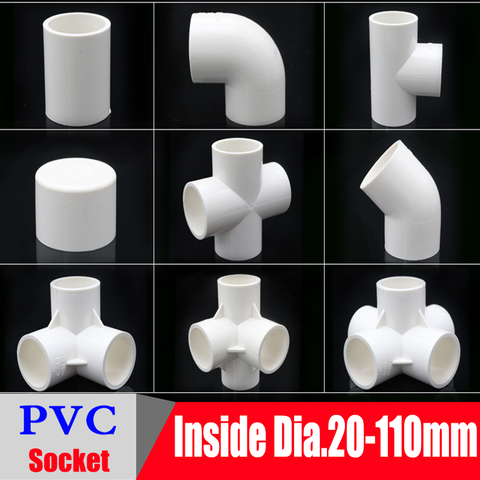 NuoNuoWell White PVC Pipe Fittings Straight Elbow Solid Equal Tee Connectors Plastic Joint Water Parts PVC 3/4/5 Ways DIY Shelf ► Photo 1/5