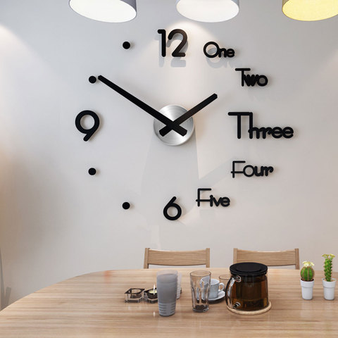 3D Wall Clock Modern Design DIY Digital Wall Clock Acrylic Stickers Home Office Decor Wall Watch for Living Room Decoration ► Photo 1/6