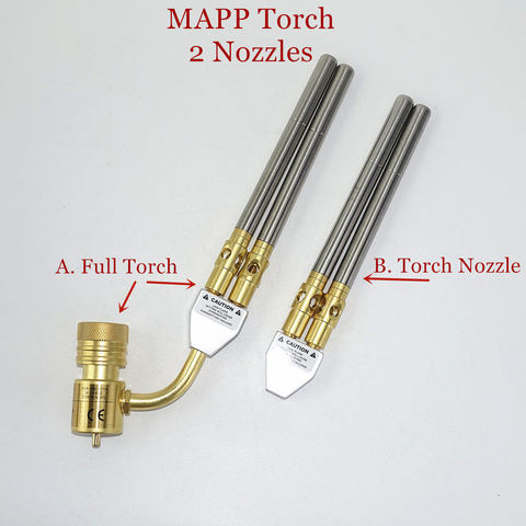 2 Nozzles MAPP Torch Gas Welding Gun Flame Brazing Gun CGA600 Connection Burner Heater Blowtorch for Welding BBQ HVAC Plumbing B ► Photo 1/6