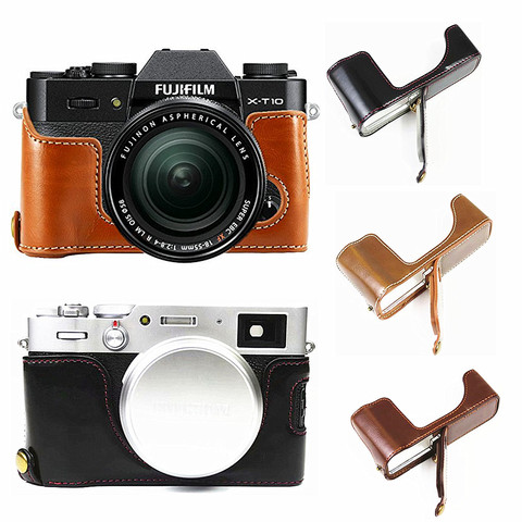 Retro Pu Leather Camera Bag Body Case For Fujifilm X-S10 X100V XF10 X-T30 X-T20 X-T4 X-A7 X-T200 X-T100 X-T3 X-T2 X-A5 X-A20 ► Photo 1/6