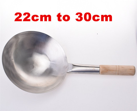 Wooden Handle Pure Iron Pan Stainless Steel No Coating Non-stick Wok Hand Forging Iron Pan Chinese Style Iron Pot Gas Cooker ► Photo 1/6