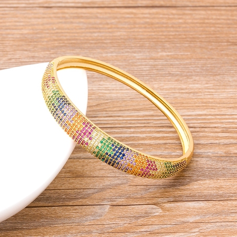 2022 New Design Luxury 12 Styles Colorful Bangle Copper Zircon Cuff Bracelets For Women Charm Party Wedding Birthday Jewelry ► Photo 1/6