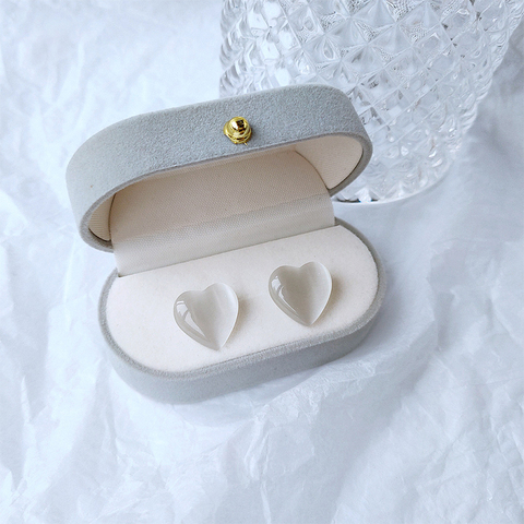 2022 Sweet White Transparent Resin Opal Stone Earrings Acrylic Fruit Love Heart Stud Earrings for Women Travel Jewellery ► Photo 1/5
