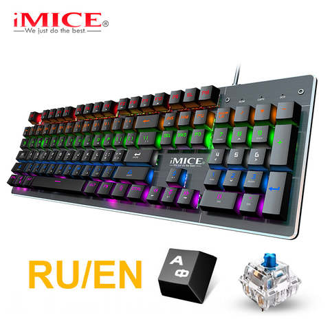 Gaming Keyboard Mechanical keyboard Gamer with backlight USB RGB 87/104 keycaps Wired Ergonomic Russian keyboard For PC Computer ► Photo 1/6