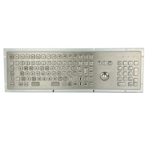 Full Size 107 Keys Industrial Metal Stainless Steel Keyboard with Trackball Mouse FN Function and Numeric Keypad ► Photo 1/6