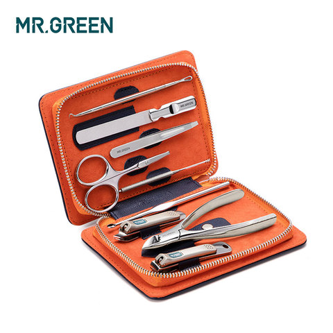 MR.GREEN 9PCS/set Nails Art Clipper Scissors Tweezer Knife toe Professional Manicure set Nosehair cut Grooming kitManicure Tools ► Photo 1/6