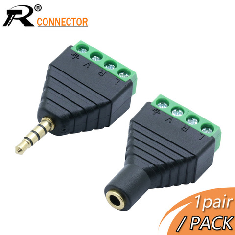 1pair/2pcsMale&Female Video AV Balun 3.5mm 4 Pole Stereo Male to AV Screw Terminal Stereo Jack 3.5mm female 4 pin Terminal Block ► Photo 1/1