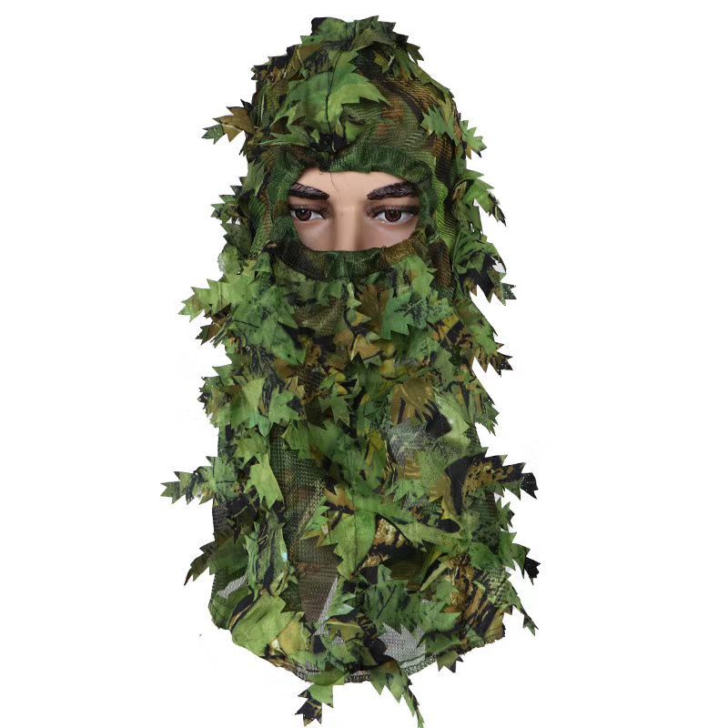 3D Camouflage Suit Woodland Hunting Camo Sniper Ghillie Leaf Clothing Gloves Hat 
