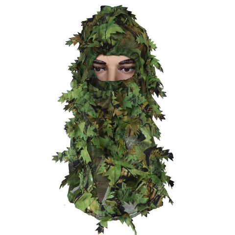 Camouflage Maple Leafy 3D Face Mask Ghillie Suit Sniper Tactical CamouflageHood Hunting Fishing Headgear Camo Hat and gloves ► Photo 1/5