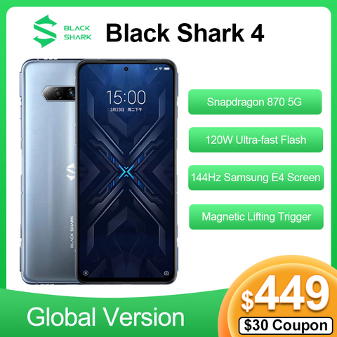 Global Version Black Shark 4 5G Gaming Phone Snapdragon 870 Mobile Phone 144Hz Display 120W Fast Charging Smartphone ► Photo 1/5