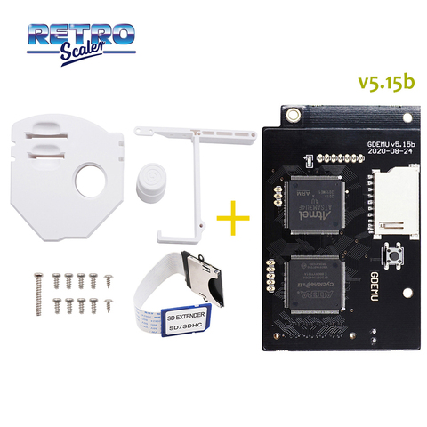 RetroScaler DC V5.15b GDEMU Optical Drive Simulation Board for DreamCast and White/Black Remote SD Card Mount Kit for GDEMU ► Photo 1/6