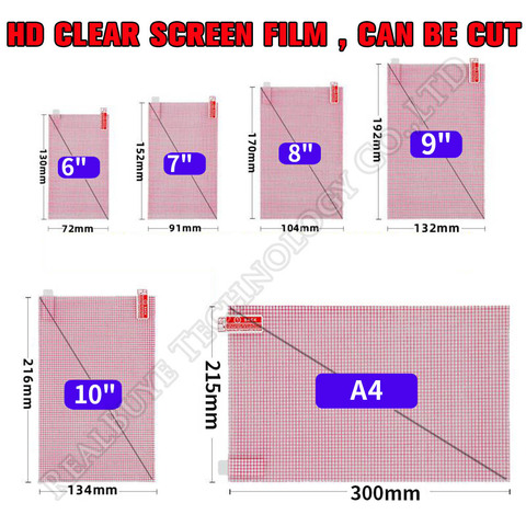 2pcs/lot HD Clear Soft Tablet PC Screen Protector For Universal 5 6 7 8 9 10 11 12 inch A4 Car GPS Game Clean Protective Film ► Photo 1/4