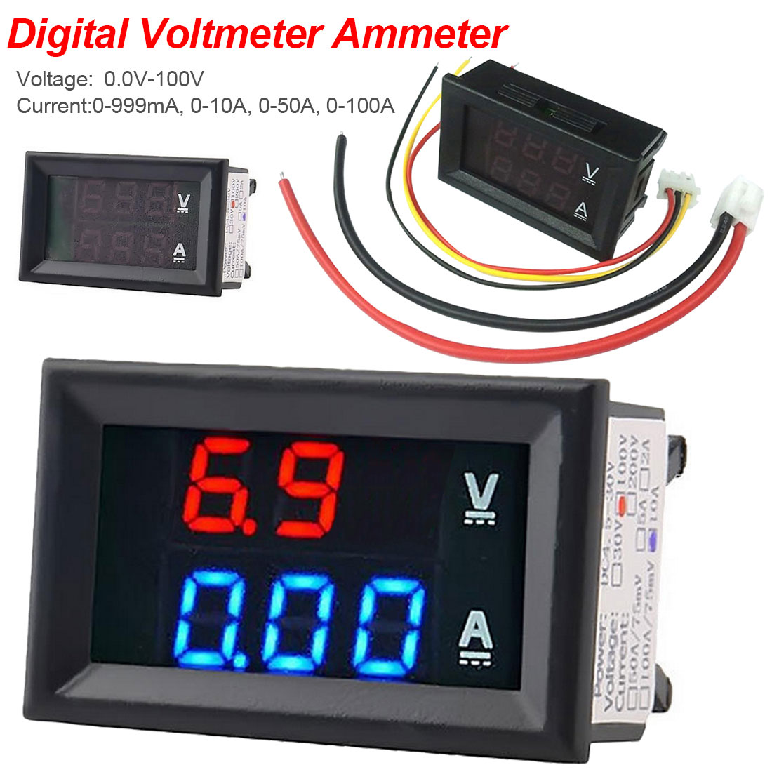 DC 0-100V 1A 10A 50A 100A LED Digital voltmeter ampere Volt the ammeter voltage 