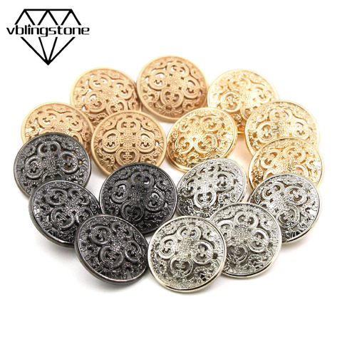 5Pcs Metal Button For Clothes Decorative Gold Buttons Round Hollow Carved Buttons Sewing Scrapbooking Crafts DIY Blazer Sweaters ► Photo 1/6