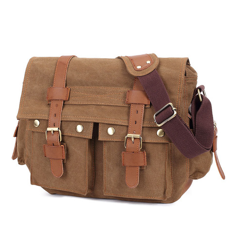 14inch Travel Satchel Business Men's Messenger Bag Vintage Canvas Military Shoulder Laptop Bags for men Male Laptop Briefcases ► Photo 1/6