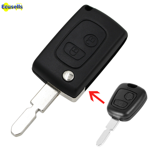 2 Buttons modified Flip Remote Key Shell case fob for Peugeot 406 with uncut NE78 blade ► Photo 1/5