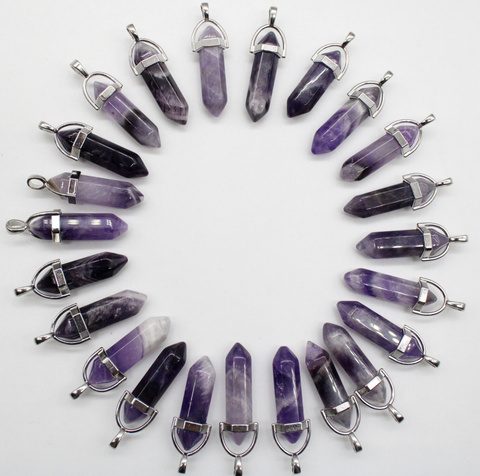 24pcs Natural stone lapis lazuli amethysts crystal agates pillar Pendant for diy Jewelry making necklaces Accessories ► Photo 1/6