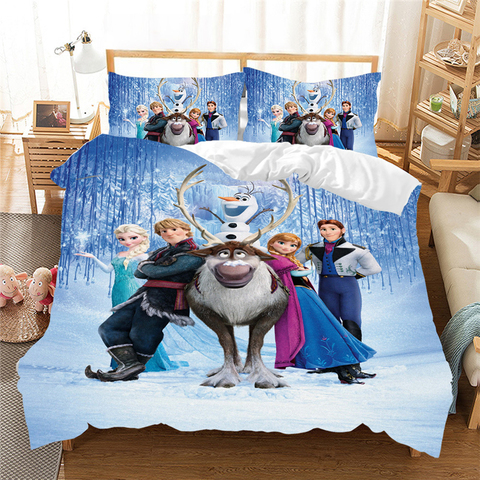 Buy Online Girls Bedding Set Frozen Elsa Anna Double Queen King Size Duvet Cover Twin Bed Linen Children Comforter Bedding Sets Luxury Alitools