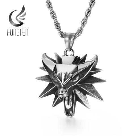 Fongten Vintage Animal Bullfighting Cattle Stainless Steel Long Link Chain Pendant Necklace Men Fashion Jewelry ► Photo 1/6