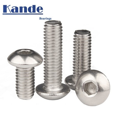 KANDE 20pcs 50pcs M4 M5 M6 Stainless Steel 304 A2 Round Head Screws Mushroom Hexagon Hex Socket Button Head Screw ► Photo 1/4