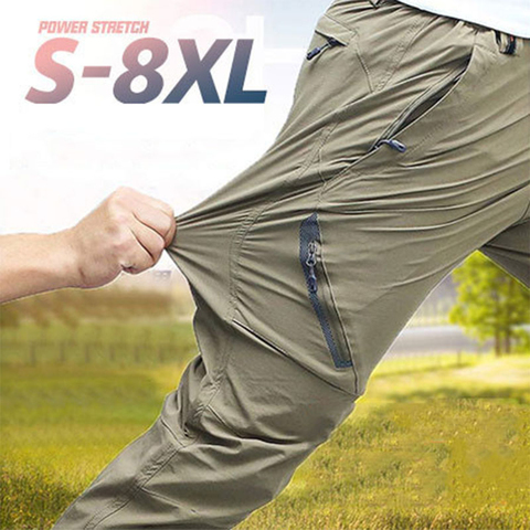 Large Size 8XL Men Women Outdoor Quick Dry Pants Stretch Breathable Wear-resistant Sports Pants Climbing Hiking Riding Trousers ► Photo 1/6