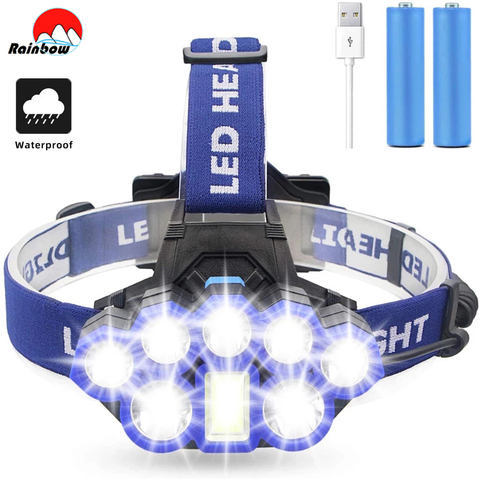 8000 Lumens Powerful T6 LED Headlamp 6 Modes Headlight With 7*LED Bulbs USB Rechargeable Waterproof Outdoor Head Light For Fish ► Photo 1/6