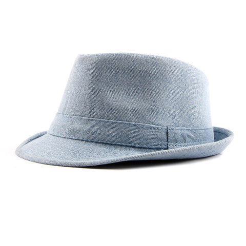 man classic spring summer outdoor leisure fedoras hat solid denim British retro style jazz banquet hat party formal occasion ► Photo 1/5