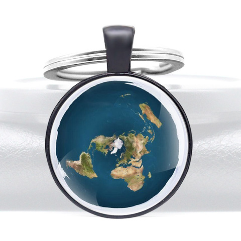 The earth is Flat Glass Cabochon Metal Pendant Key Chain Fashion Men Women Key Ring  Jewelry Gifts Keychains ► Photo 1/6
