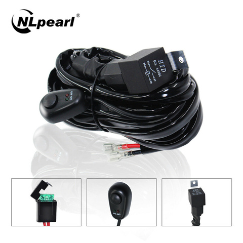 NLpearl Universal LED Light Bar Wiring Harness Kit 12V 40AMP Relay ON/OFF Offroad 4x4 LED Work Light Bar Wire Fuse Switch Cable ► Photo 1/6