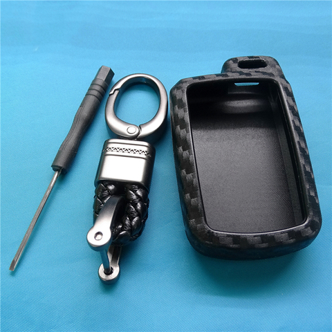 1 Pcs Carbon Fiber Silicone Car Key Fob Case Cover Keychain Fit For Toyota Camry Corolla Avalon Rav4 Land Cruiser ► Photo 1/6