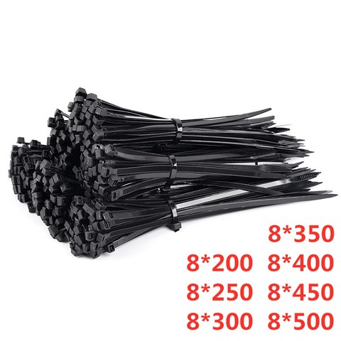 100 PCS Self-locking Plastic Nylon Tie  Black 8*200 8*500 Cable Tie Fastening Ring Cable Tie Zip Wraps Strap  Nylon Cable Tie ► Photo 1/6