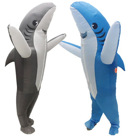 Adult Sharks Inflatable Costumes Halloween Cosplay Costume Seafish gray Shark Mascot Fancy Party Role Play Peformance Disfraz ► Photo 1/6