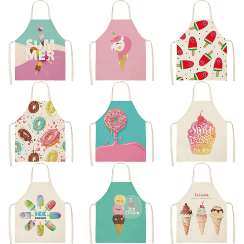 Sweet Donuts Kitchen Aprons for Women Cotton Linen Bibs Household Cleaning Pinafore Home Cooking Apron ► Photo 1/6