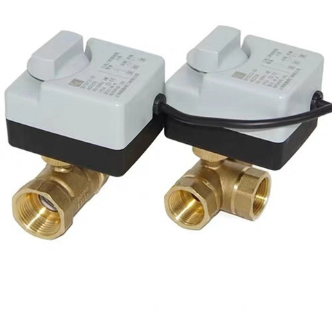 Brass Motorized Ball Valve 3-Wire Two Control Electric Actuator AC220V 3 Way /2 Way DN15 DN20 DN25 DN32 DN40 with Manual Switch ► Photo 1/5