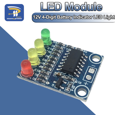 12V battery 4-stage battery indicator module 4 bit battery indicator LED lights ► Photo 1/6