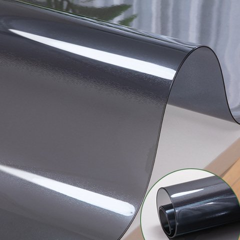 Black PVC Waterproof Tablecloth Soft Glass Solid Color Tablecloth Oil Waterproof 1.0mm Household Tablecloth Decoration 2022 ► Photo 1/5