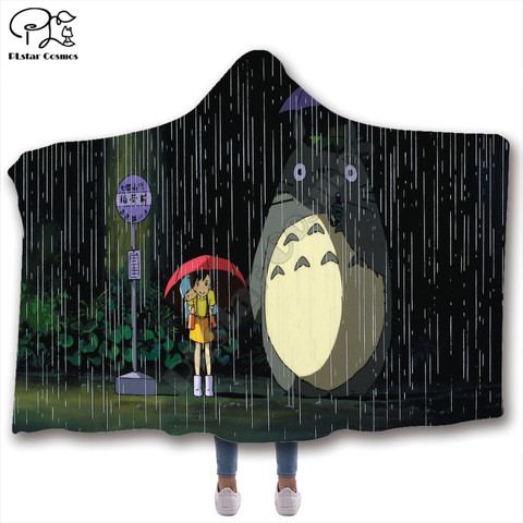 Anime My Neighbor Totoro Hooded Blanket Adult colorful child Sherpa Fleece Wearable Blanket Microfiber Bedding style-4 ► Photo 1/6