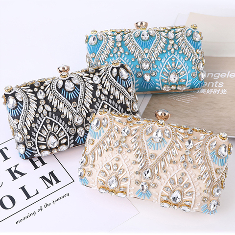 Luxury Diamond Rhinestone Clutch Bags Exquisite Female clutches Pearls Beaded Chain Handbags Wedding Purse Shouler Bag ZD1234 ► Photo 1/6