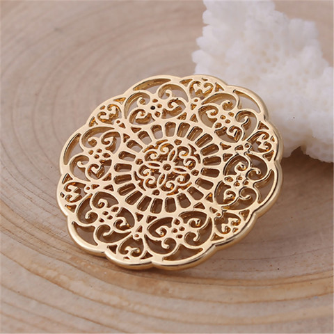 DoreenBeads Zinc Based Alloy Connectors Flower Gold Plated Filigree Charms DIY Components 31mm(1 2/8